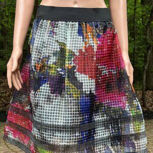 Phoebe Multi-Color Cube Square Sheer Overlay Lined Knee-Length Size 6